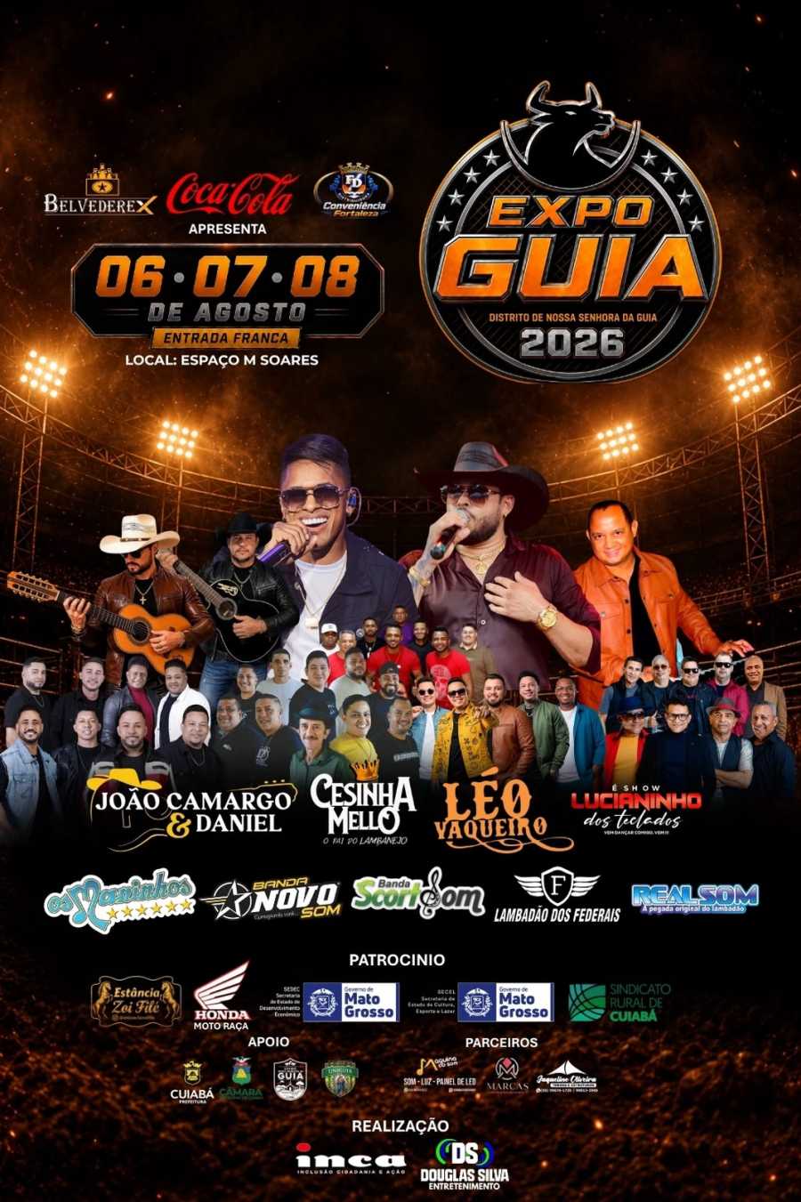 Expo Guia 2026 terá três dias de festa gratuita com shows, rodeio inédito de cavalo, fazendinha e parque de diversões 