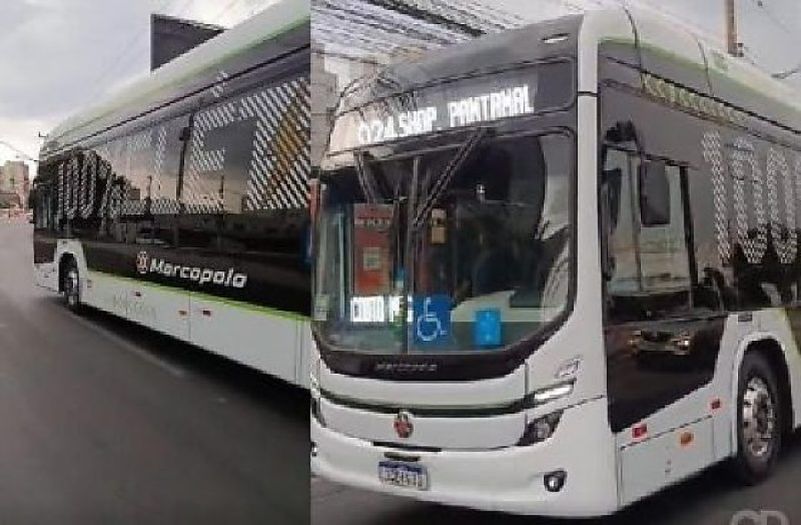 Ônibus elétrico começa a ser testado em linha que liga Cuiabá a Várzea Grande; veja vídeo