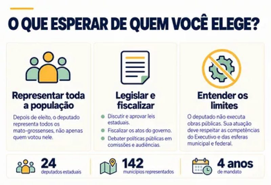 O que faz um deputado estadual? Veja as funções e os limites do cargo em MT